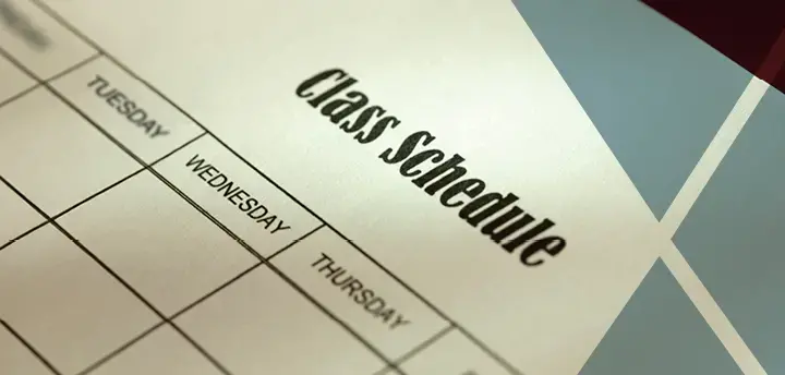 Piece of paper showing a Class Schedule